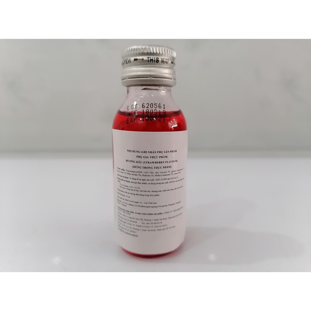 [Lọ nhỏ 30ml – DÂU] Hương thực phẩm [Thailand] BEST ODOUR Flavour Strawberry (halal) (cac-hk)