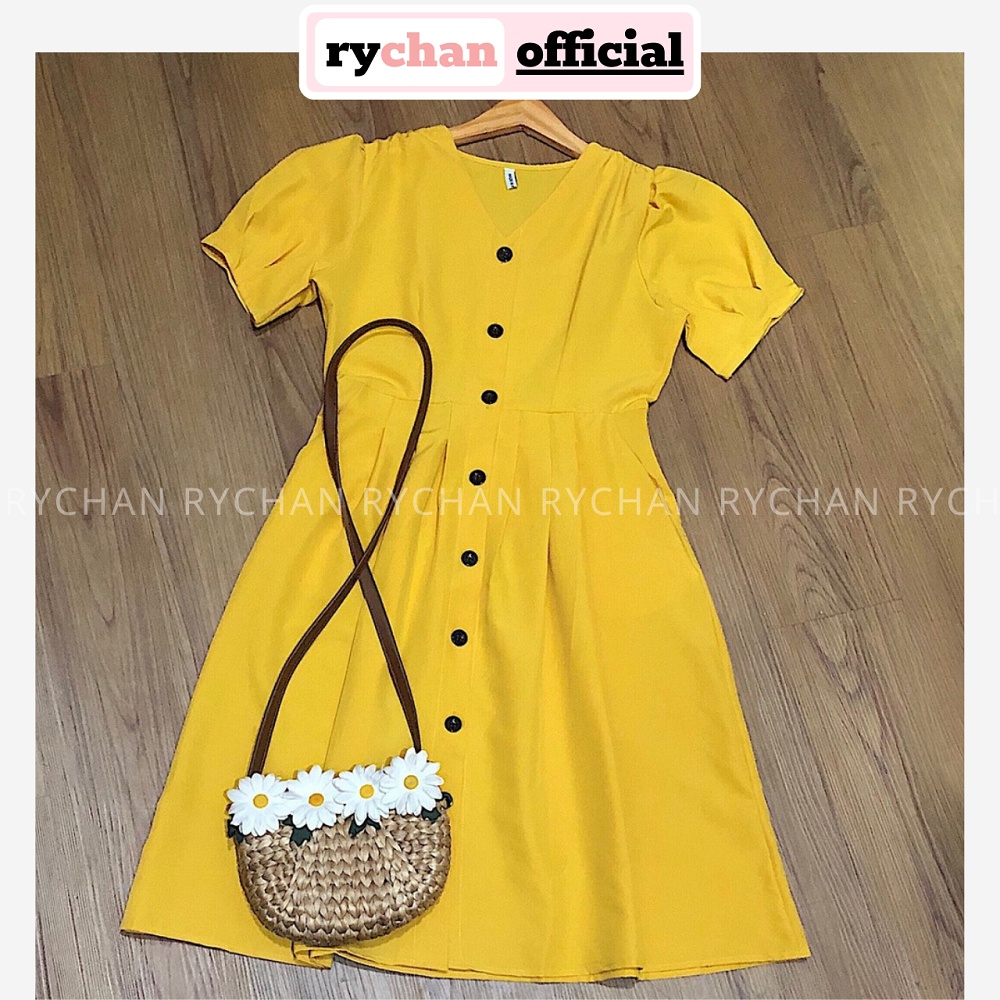 DX509 - Đầm Xòe Sơ Mi Cổ V Xếp Ly Nhiều Màu
