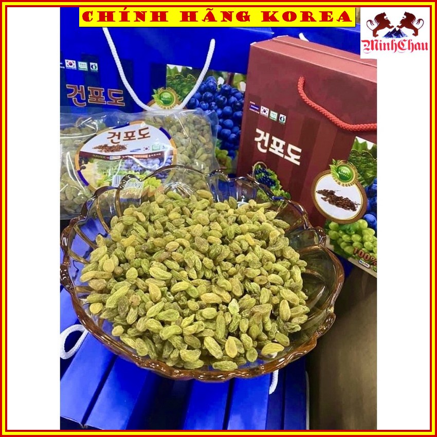 Nho khô hàn quốc, Nho xanh sấy khô hộp quà tặng 1kg Vip, minhchau
