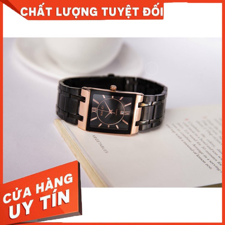 HÀNG CAO CẤP -  Đồng Hồ Nam Nữ HALEI H2 Khung Thép Cao Cấp Mặt Vuông Lịch Lãm  Sang Trọng Chống Nước Chống Xước Hiệu Quả