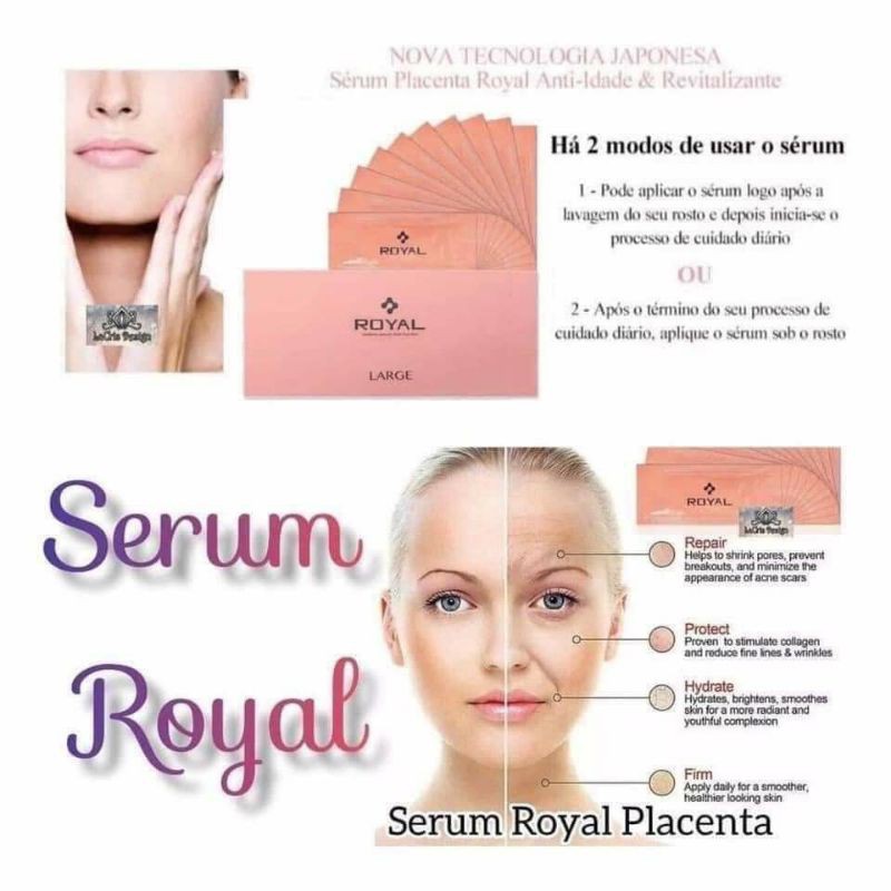 Hộp 90 gói tinh chất Serum Nhau Thai Cuống Rốn Hoang Gia Royal dưỡng da cấp ẩm thải độc