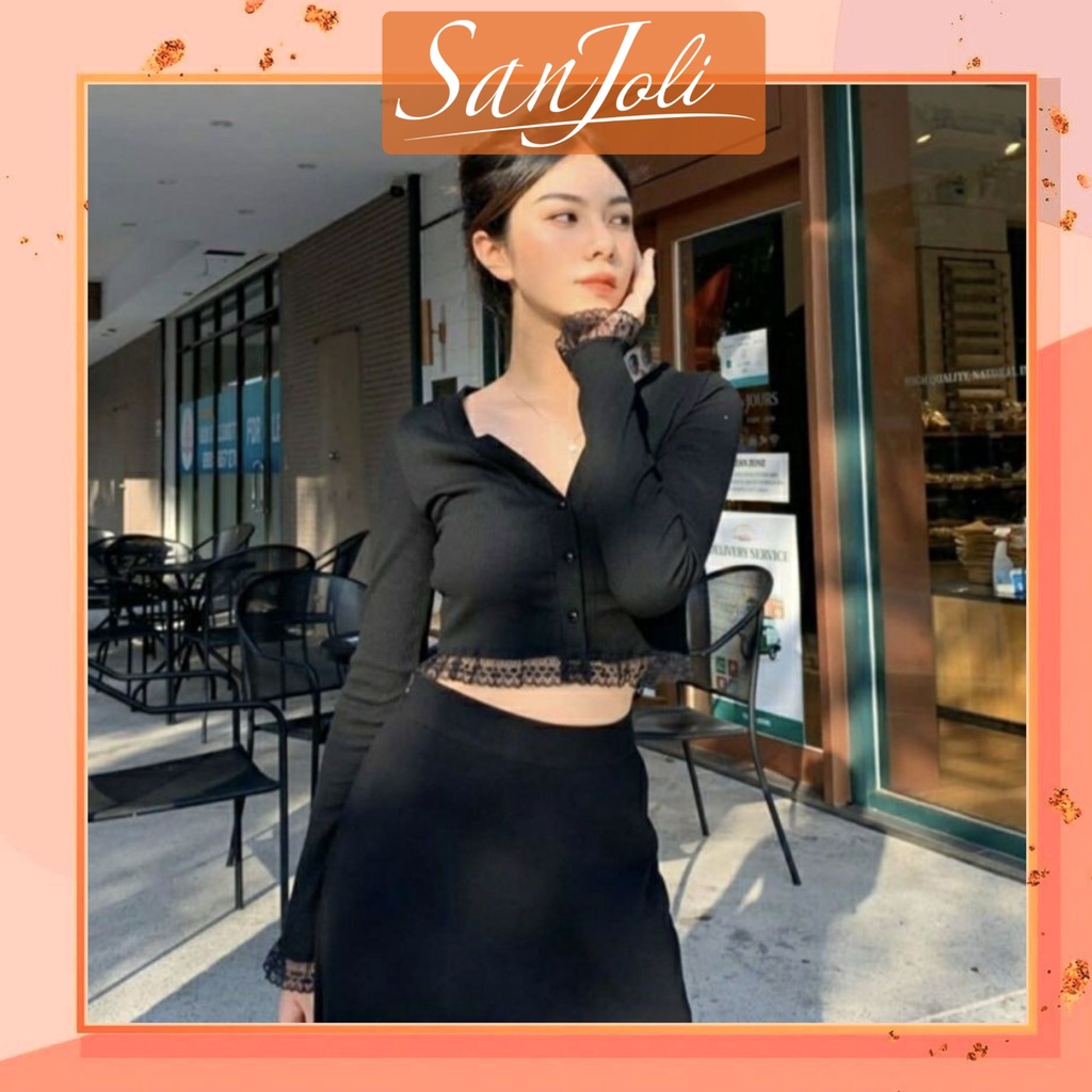 Áo Croptop Tay Dài LOKOSA Áo crt Nữ Kiểu Ôm Sexy Bánh Bèo Thiết kế Hở Ngực Chất Thun Gân AO031
