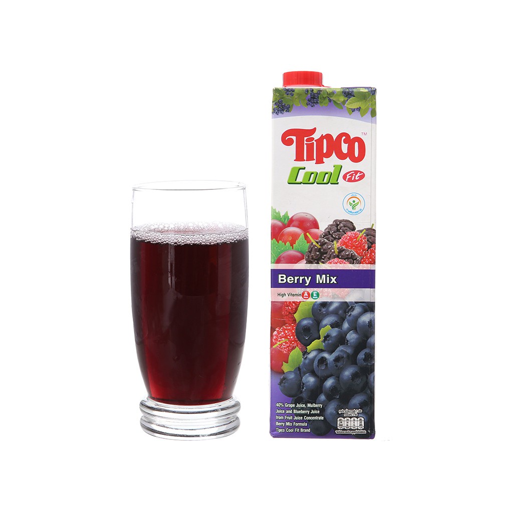 Nước Ép Trái Cây Tươi Tipco Minh Hạnh Ép Nho Trắng, Dâu Tằm, Việt Quất Nhập Khẩu Thái Lan Hương Vị Thơm Ngon Hộp 1L