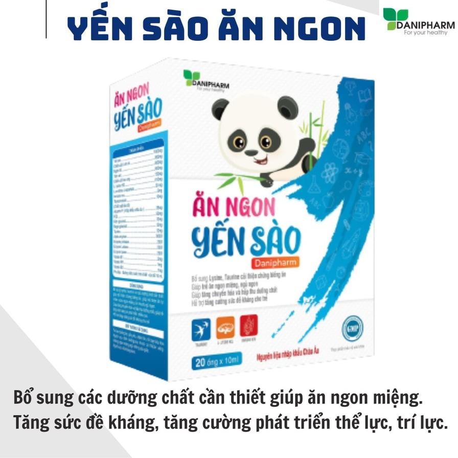 Yến sào ăn ngon DANIPHARM,giúp ăn ngủ ngon,tăng hấp thu dưỡng chất,tăng đề kháng cho bé