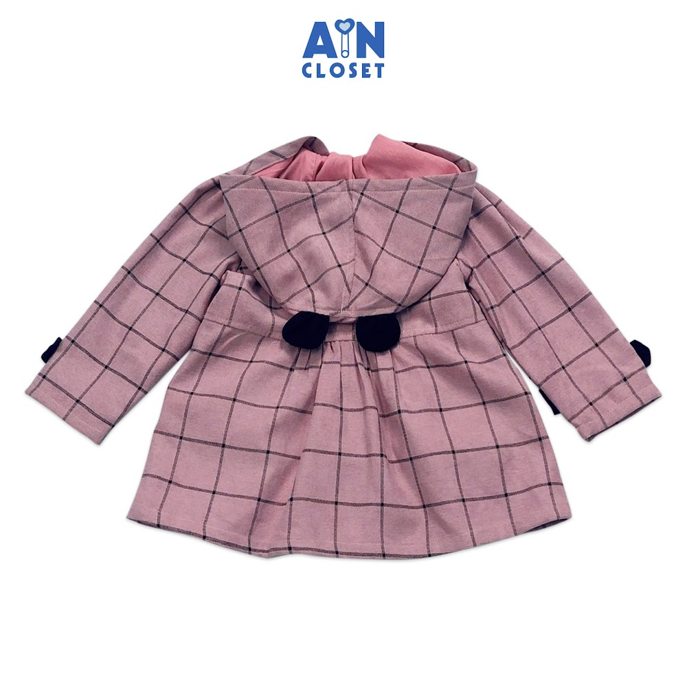 Áo khoác có nón bé gái họa tiết Caro tím thô nhung - AICDBGNH8RCX - AIN Closet