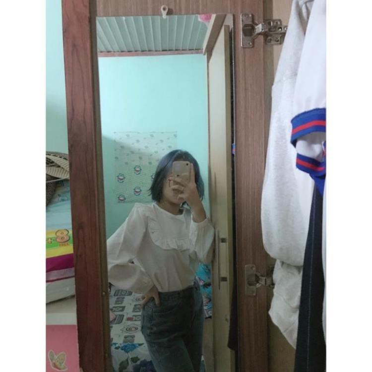 Áo Sơ Mi Kiểu Bèo Viền( Ảnh Thật shop Chụp Kèm Video Cận Chất)