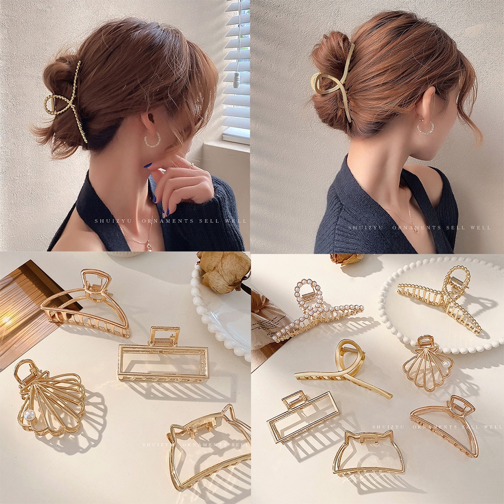 iF YOU Kẹp tóc kim loại kiểu bướm đính ngọc trai giả thời trang cho nữ