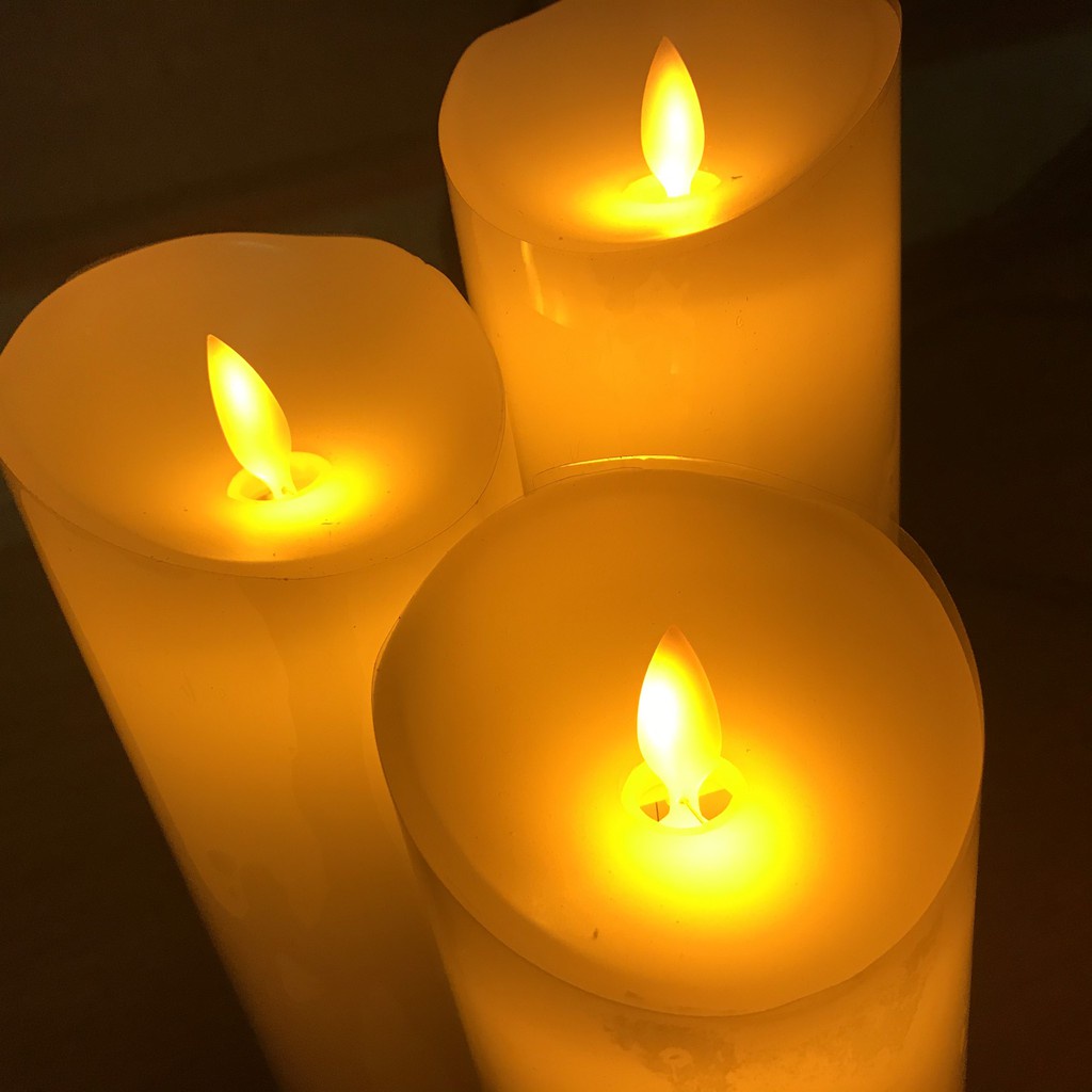 Nến Điện Tử Vỏ Sáp Đèn Lớn Đường Kính 8cm Trang Trí Bàn Thờ, Quán Cà Phê - Tommy Toy