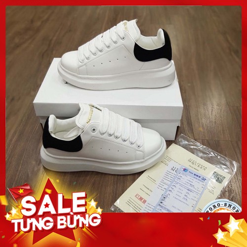 Giày MC Queen gót trắng độn đế cao 5cm , đủ size Nam-Nữ , FULL box+tag+thẻ+hóa đơn - Hàng nhập khẩu