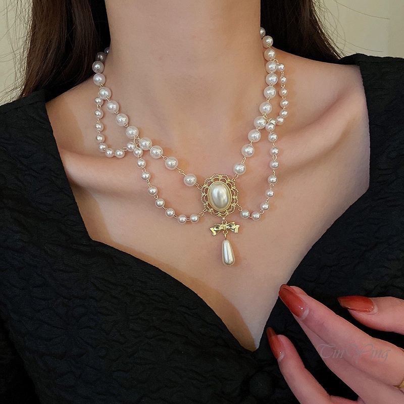 Vòng cổ GETNOIVAS hợp kim phối ngọc trai thời trang sang trọng cho nữ