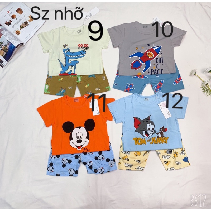 (16-23KG)Bộ cộc tay xuất Hàn cotton lạnh  Quảng Châu cho bé sz nhỡ (70-75-80)- Bảng màu 2022