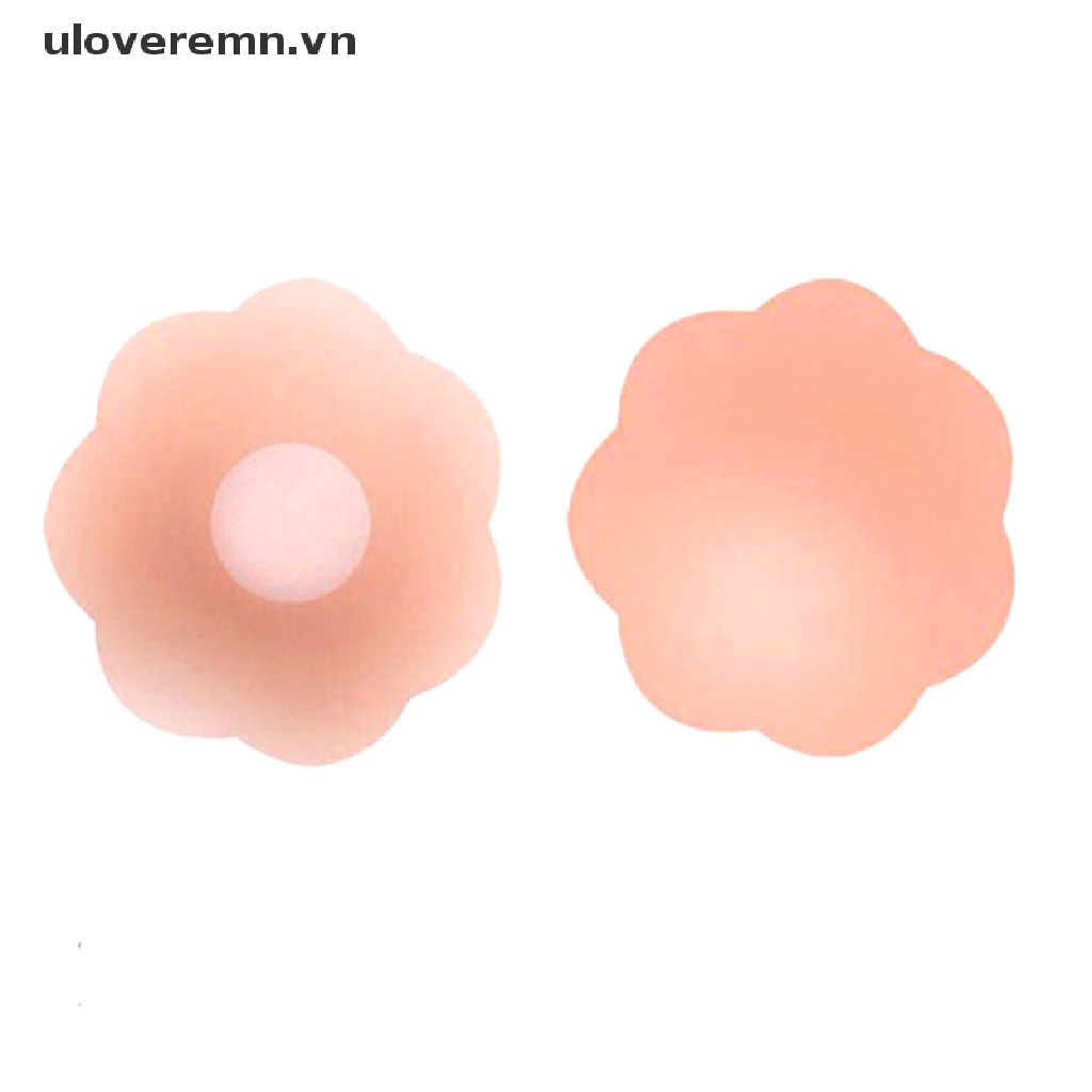 Uloveremn 1 Cặp Miếng Dán Ngực Silicone Vô Hình Tự Dính Không Dây Tái Sử Dụng Được Hình Cánh Hoa Tròn Cho Nữ