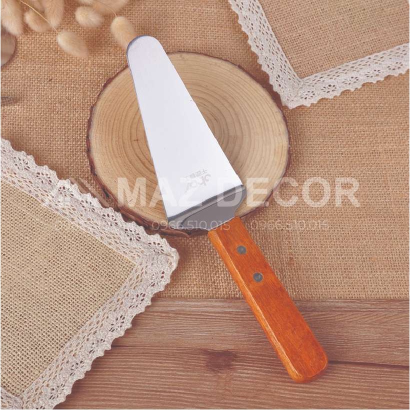 Xẻng Xúc Bánh Pizza Bằng Thép Không Gỉ Cán Gỗ - Xẻng Xúc Pizza - Xúc Bánh Tam Giác- Xúc Bánh Gato
