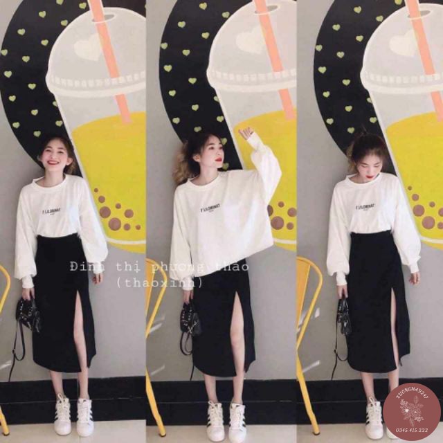 Chân Váy Nữ, Chân Váy Midi Xẻ Tà Chất Umi Mềm Mịn Có Lót Trong Tôn Dáng, M3345