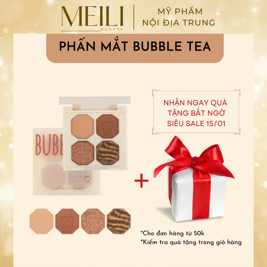 [HOT] Phấn mắt Bubble Tea 4 ô nội địa Trung lên màu chuẩn, nhỏ gọn tiện lợi dễ dàng mang theo - Meili Beauty