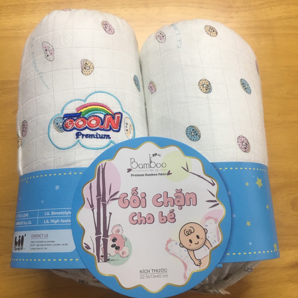 Gối chặn Little Love cho bé vỏ bamboo ( quà khuyến mại Goon)