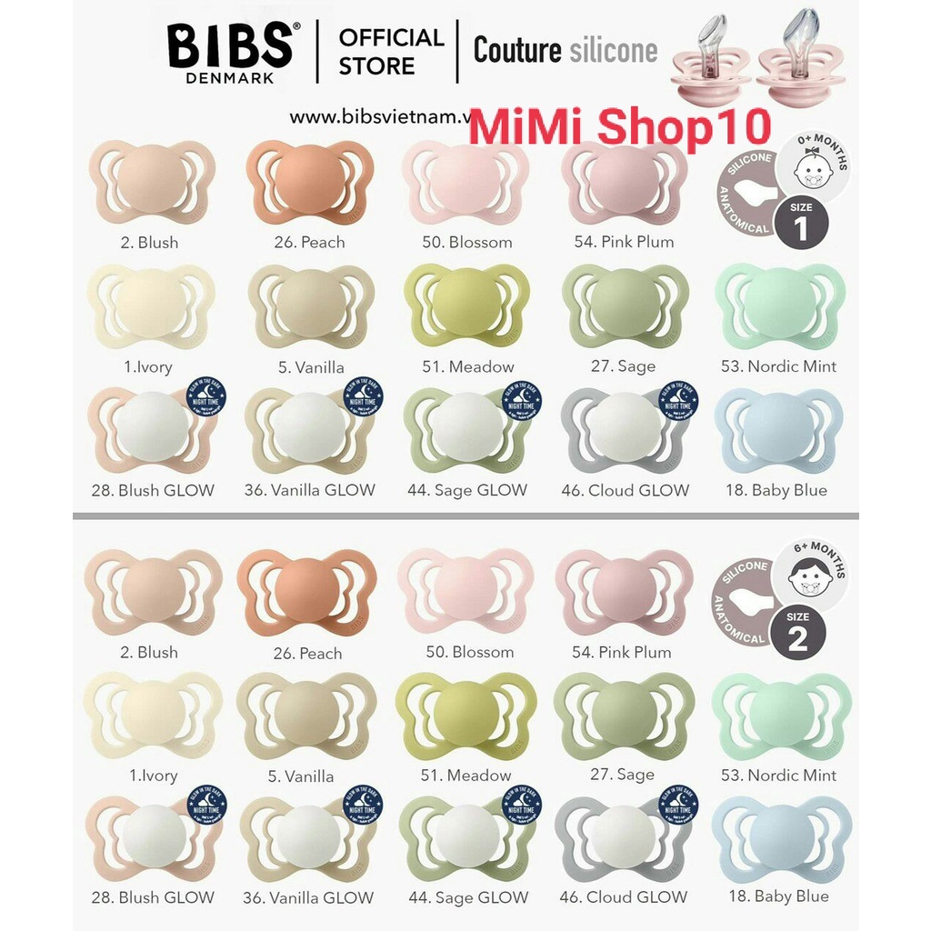 Ti Giả Bibs Couture: Núm Vát Chống Hô/ Vâu Cho Bé Chất Liệu Silicone (Mẫu mới nhất, tặng kèm hộp đựng)