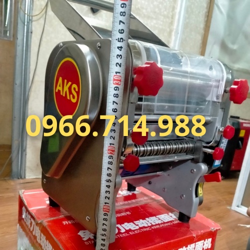 Máy Cán Bột Cắt Sợi Làm Mì Tươi Chạy Điện AKS 220 Inox Toàn Bộ Trục Cán 22cm Lô Cắt Sợi Tròn,Sợi Dẹt Bảo Hành 12 Tháng