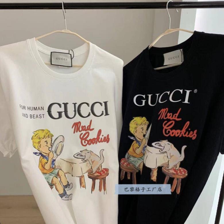 Áo Thun Vải Cotton In Chữ Gucci Thời Trang Cao Cấp Cho Cặp Đôi 02 S-5X !