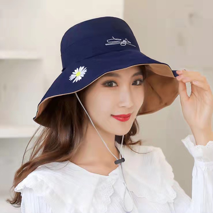 Mũ Vành Rộng Chống Tia Uv Họa Tiết Hoa Cúc Thời Trang Mùa Hè