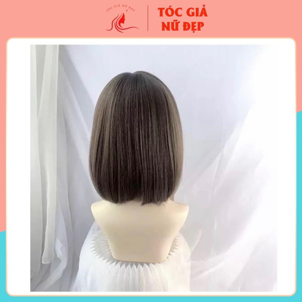 Tóc giả nữ nguyên đầu cúp ngắn d3050, màu xám nâu