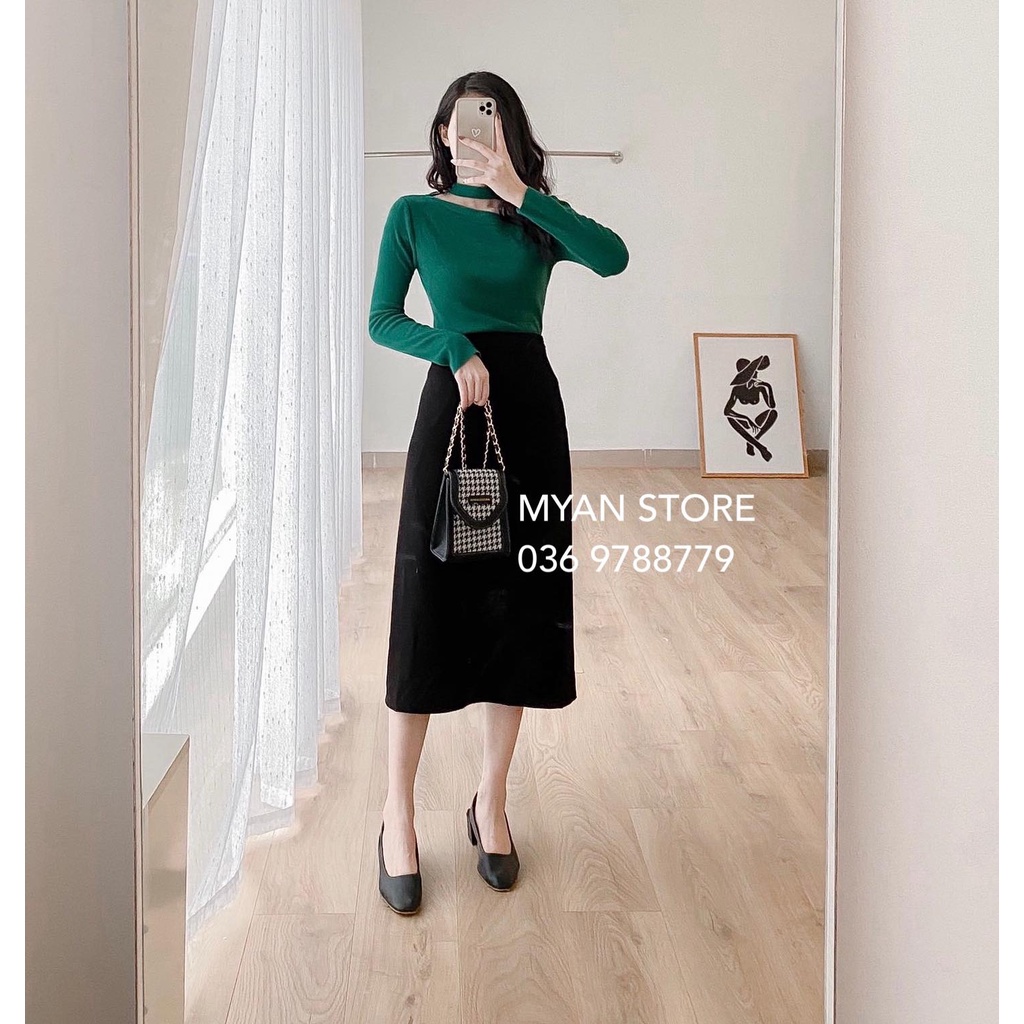 Áo len hở cổ dài tay A102136 | BigBuy360 - bigbuy360.vn