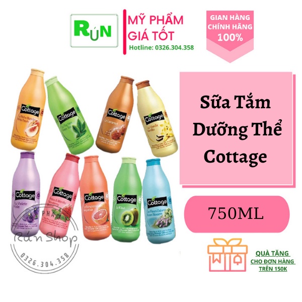 Sữa tắm trắng da Cottage 750ml Của Pháp_Chiết xuất từ nguồn gốc thiên nhiên_Trải nghiệm nhiều hương vị mới lạ