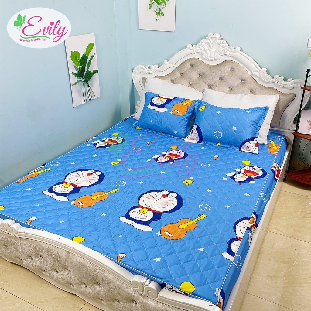 (ẢNH THẬT) TRỌN BỘ GA GỐI TRẦN BÔNG DÀY DẶN COTTON POLY ĐỦ KÍCH THƯỚC INBOX CHỌN MÀU MẪU DOREMON ĐÁNH ĐÀN