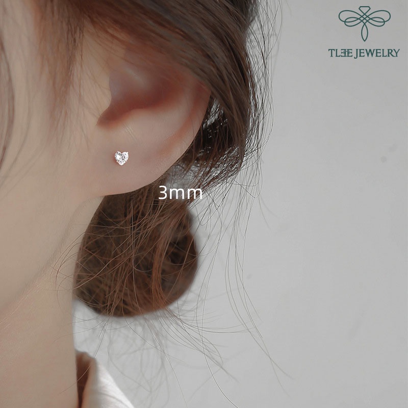 Khuyên tai bạc nữ TLEE nụ đá tim xinh xắn TleeJewelry B0243