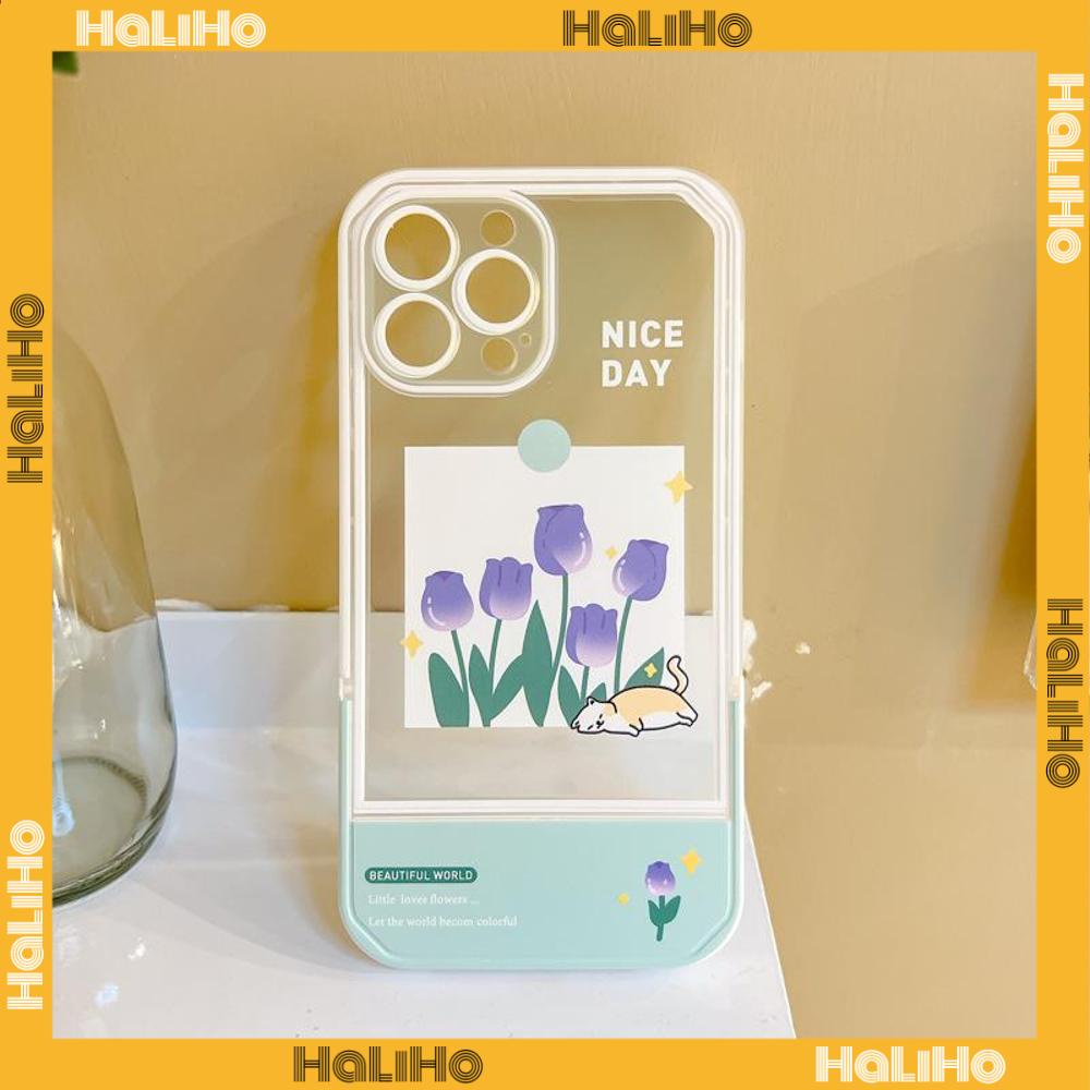 iPhone Case Acrylic Invisible Folding Stand Silicone Soft Case Airbag Shockproof Cover Camera Flower Compatible For iPhone 11 Pro Max 13 Pro Max 12 Pro Max 7Plus xr XS Max