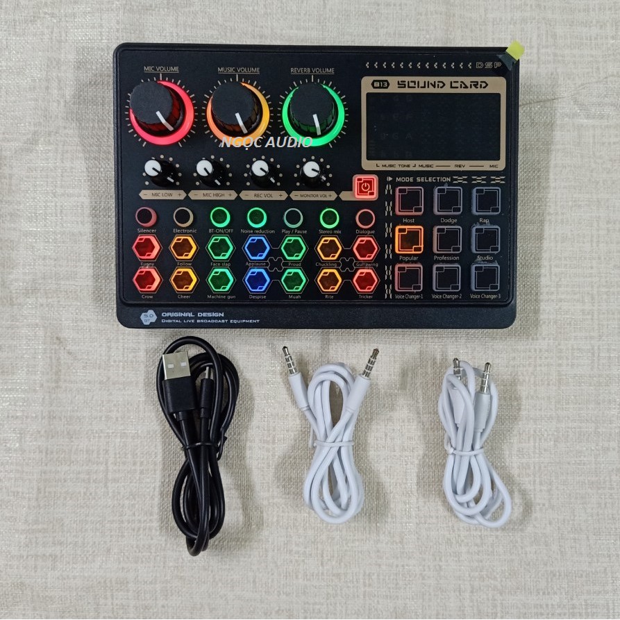 SOUND CARD B13 – HÁT KARAOKE, LIVESTREAM, THU ÂM CHUYÊN NGHIỆP CAO CẤP TÍCH HỢP BLUETOOTH, AUTOTUNE, PIN SẠC ,KẾT NỐI ĐƯ