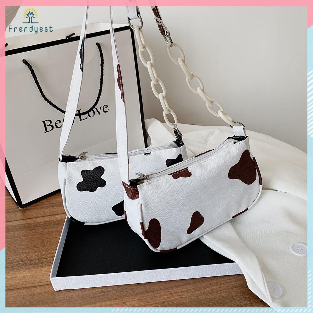 Túi Xách Da In Họa Tiết Bò Sữa Thời Trang Cho Nữ Dây Xích Acrylic | BigBuy360 - bigbuy360.vn