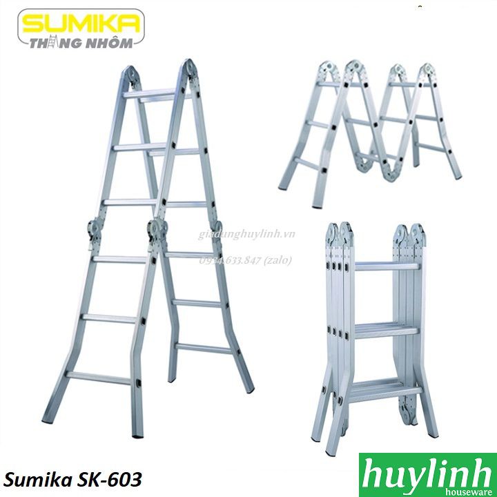 Thang nhôm gấp đa năng 4 đoạn Sumika SK-603 - 3.4 mét