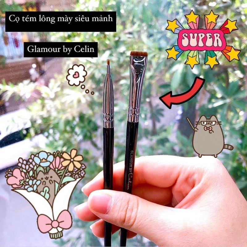 Cọ tém mày siêu mảnh , cọ tém mày vuông, co chải mày , cọ 2 dau  Celin chính hãng làm bằng lông thú.