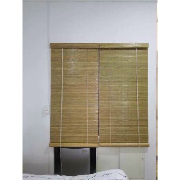 Rèm tre trúc cật xanh cắt theo yêu cầu có dây kéo ròng rọc