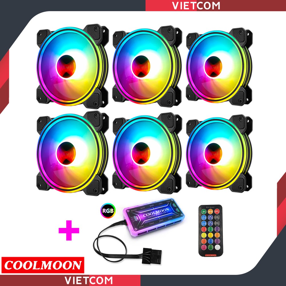 [ 50 BỘ FAN HUB ] Quạt Tản Nhiệt, Fan Led ARGB Coolmoon và Bộ Hub Coolmoon + điều khiển - Tặng kèm ốc vít