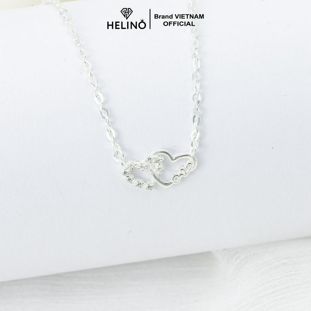 Dây chuyền bạc nữ HELINO trái tim love lồng nhau đính đá C41