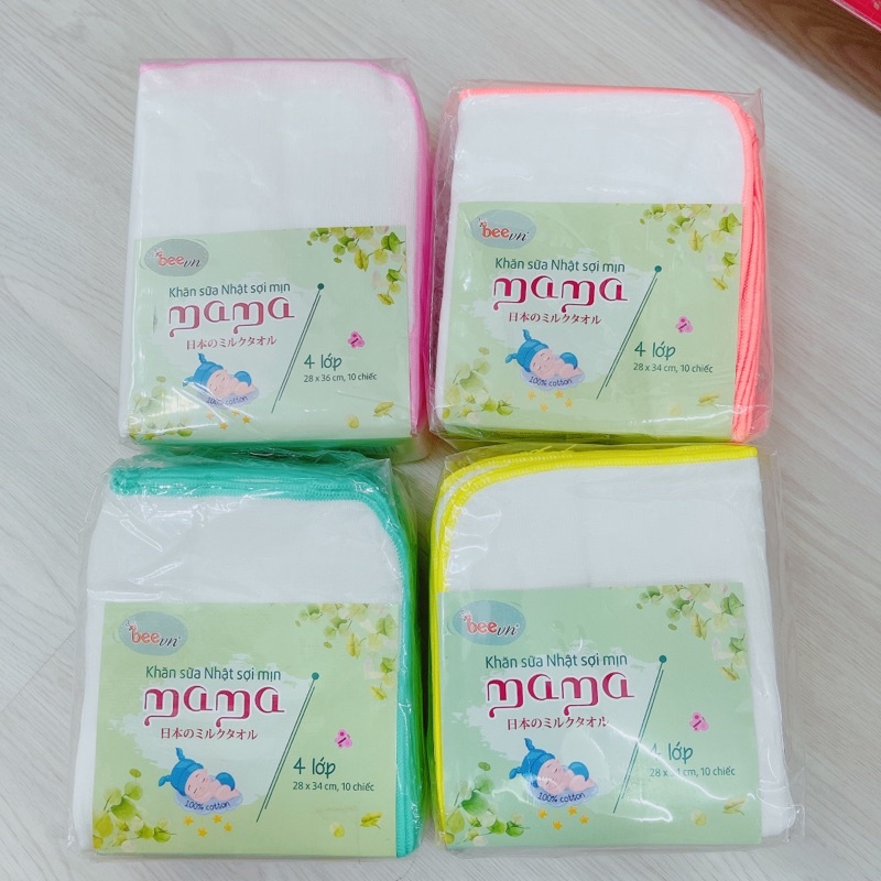 Khăn xô, khăn sữa Mama xuất Nhật túi 10 chiếc (2-3-4 lớp)