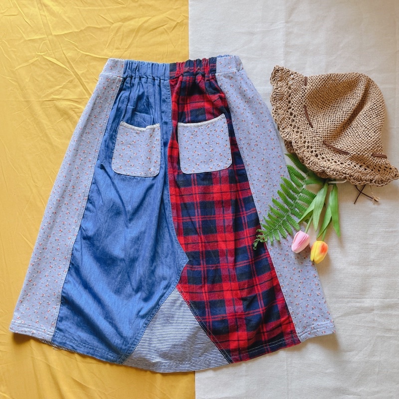 2hand_Chân váy vải ghép nhật