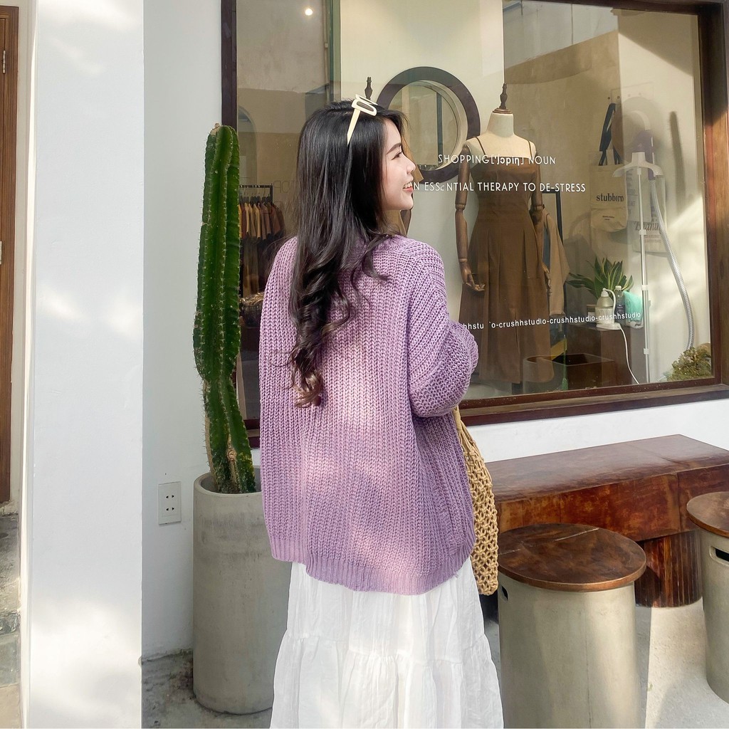 ÁO LEN BASIC TAY DÀI ZAREEN LEN23 TÍM | BigBuy360 - bigbuy360.vn