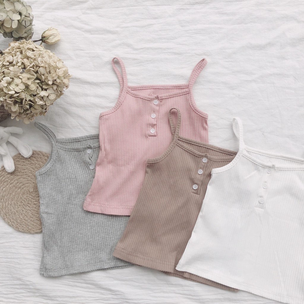 Áo 2 dây thun vân cho bé gái Kids Store