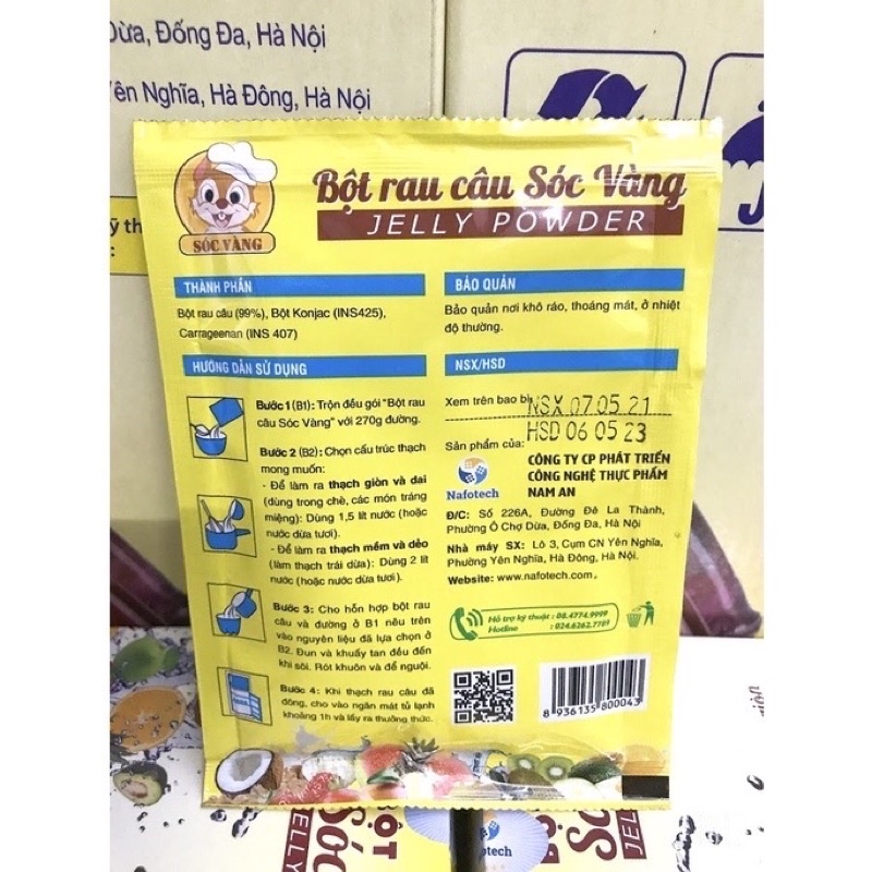 1 Gói Rau câu dẻo Sóc Vàng Jelly Powder 12gam Date 2024