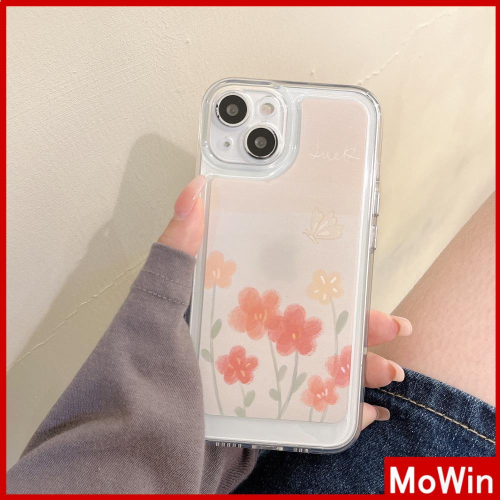 iPhone Case Silicone Soft Case Clear Case Thickened Shockproof Protection Camera Metal Button Elegant Flower Compatible For iPhone 11 Pro Max 13 Pro Max 12 Pro Max 7Plus xr XS Max