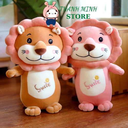 Gối Ôm Hình Sư Tử Smile Gấu Bông Sư Tử Vải Nhung Misino Cao Cấp Mềm Mịn THANH MINH