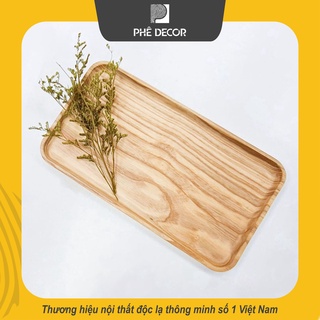 Khay gỗ decor tần bì - bd44 khay gỗ cỡ lớn chữ nhật có tay cầm - phê decor