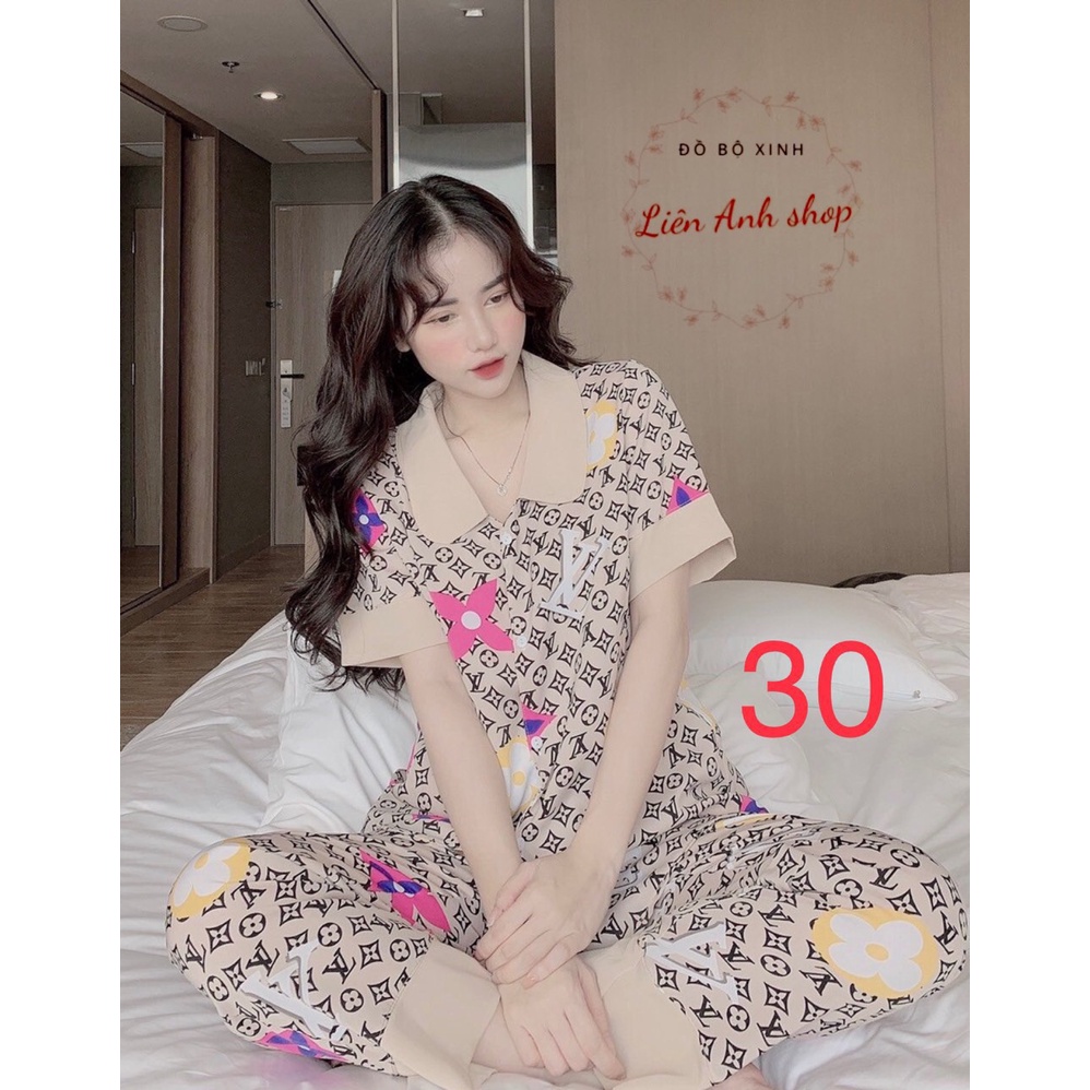 Bộ ngủ Pyjama cổ bèo tay ngắn quần dài siêu xinh