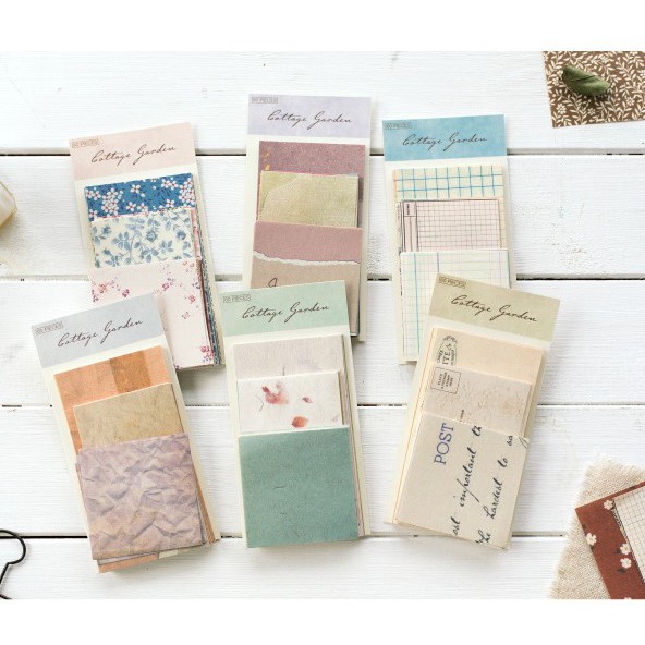 Bộ 60 tờ kraft Vintage STI05 giấy ghi chú notes trang trí retro làm Bullet journal, bưu thiếp, nhật ký