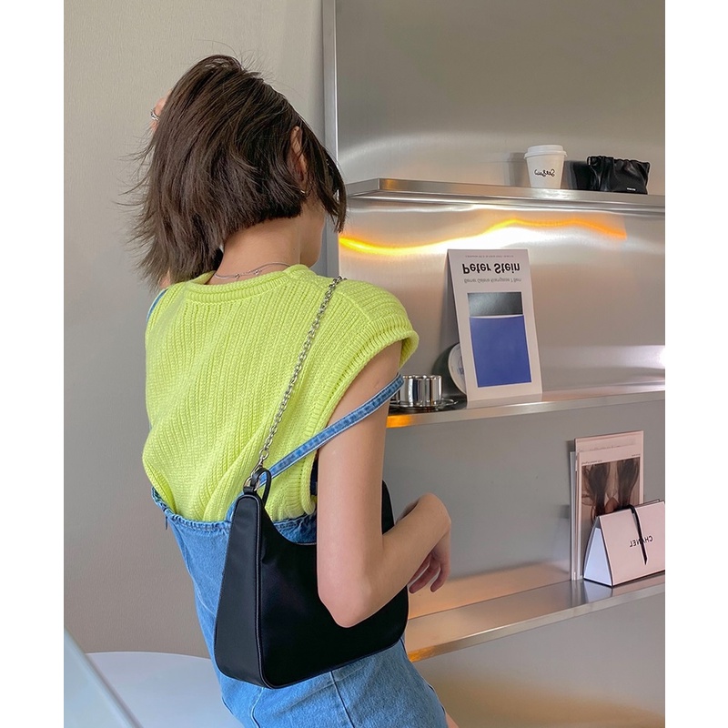 IELGY  Áo Dệt Kim Mỏng Sát Nách Dáng Rộng Ngắn Thời Trang Mùa Hè Cho Nữ