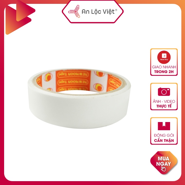 Combo 5 Cuộn Băng dính 2 mặt 1cm - 2,5cm - 5cm - chất keo cho độ bám dính cực tốt.