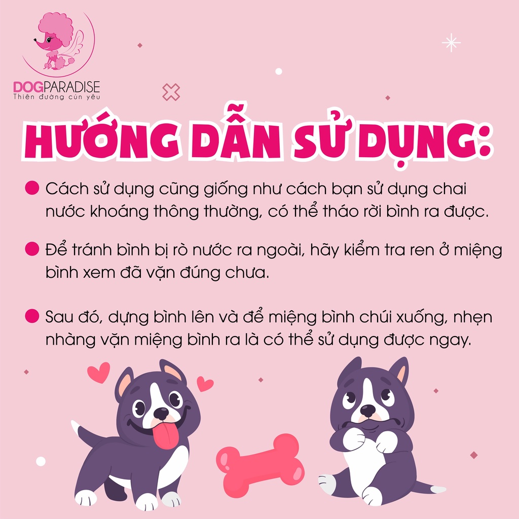 Bình nước uống du lịch cho thú cưng 300ml - 450ml PIAN PIAN - Dog Paradise